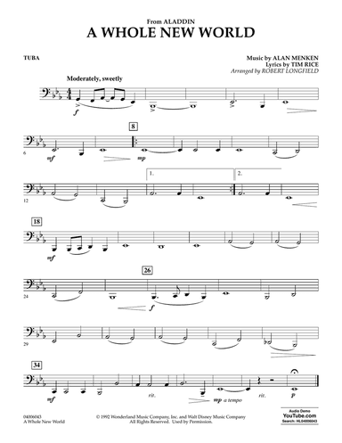 A Whole New World (from Aladdin) (arr. Robert Longfield) - Tuba