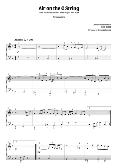 Air on the G string (easy piano – F major)