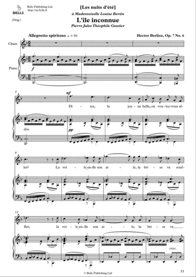 L'ile inconnue, Op. 7 No. 6 (Original key. F Major)