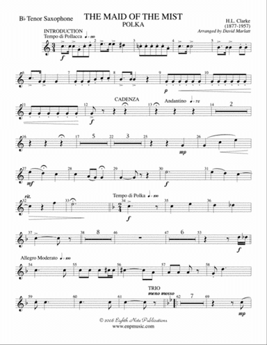 The Maid of the Mist (Solo Cornet and Concert Band): B-flat Tenor Saxophone