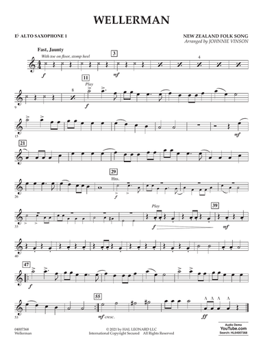 Wellerman (arr. Johnnie Vinson) - Eb Alto Saxophone 1