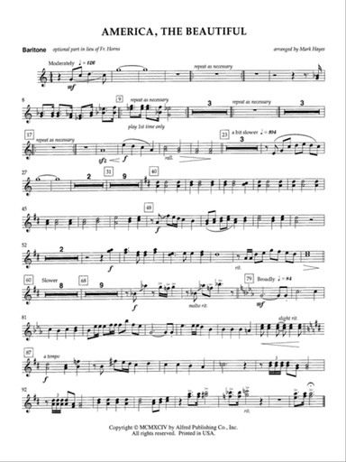 America, the Beautiful: Baritone T.C.