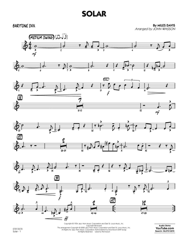 Solar (arr. John Wasson) - Baritone Sax