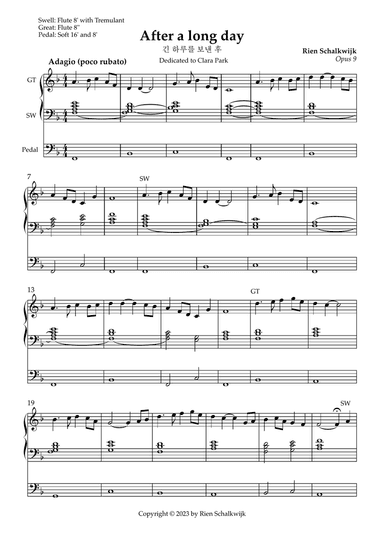 After a long day (for Organ), Opus 9