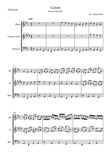 Canon - Johann Pachelbel (Wedding/Reduced Version) for Woodwind Trio