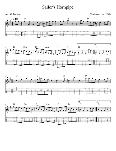 Sailors Hornpipe - for Ukulele
