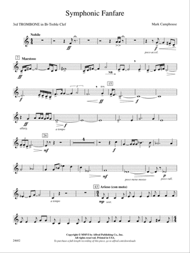 Symphonic Fanfare: (wp) 3rd B-flat Trombone T.C.