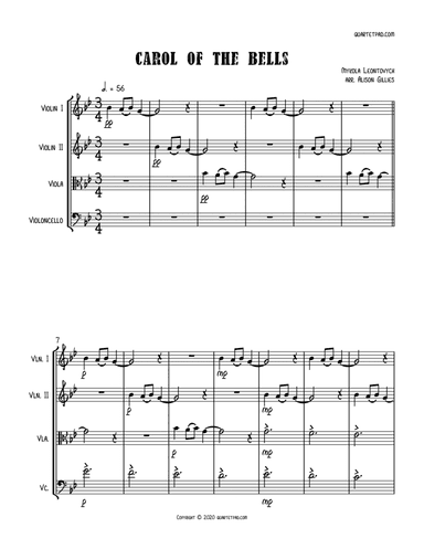 Carol Of The Bells - String Quartet