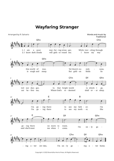 Wayfaring Stranger (Key of G-Sharp Minor)