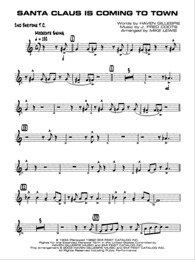 Santa Claus Is Coming to Town: 2nd Baritone T.C.