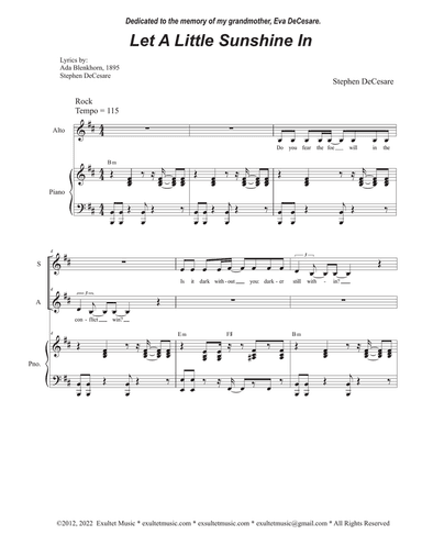 Let A Little Sunshine In (Duet for Soprano and Alto solo)