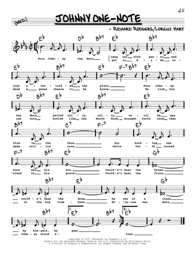 Johnny One-Note (Low Voice)