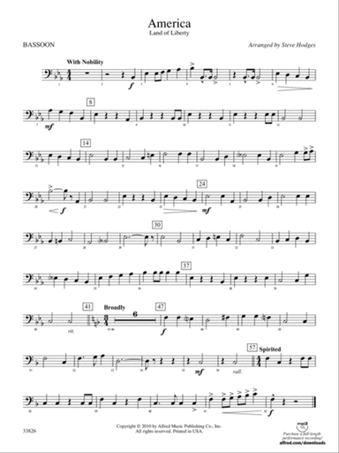America - Land of Liberty: Bassoon