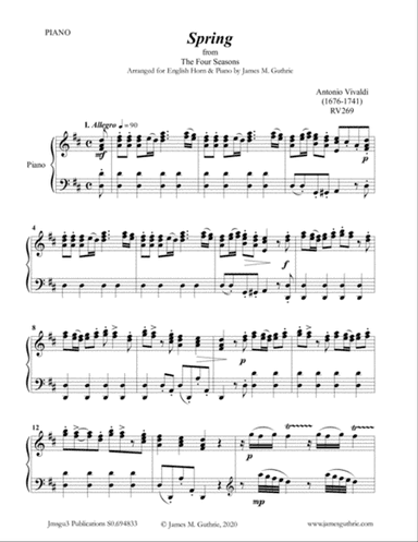 Vivaldi: The Four Seasons Complete for English Horn & Piano
