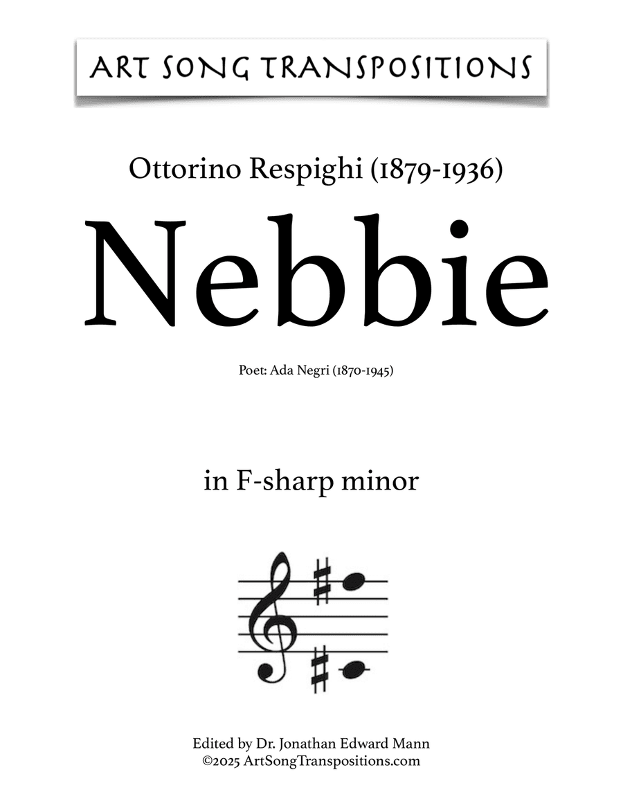 RESPIGHI: Nebbie (transposed to F-sharp minor)