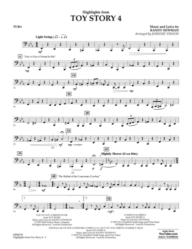 Highlights from Toy Story 4 (arr. Johnnie Vinson) - Tuba