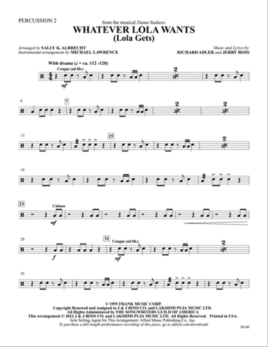 Whatever Lola Wants (Lola Gets) (from the musical Damn Yankees): 2nd Percussion