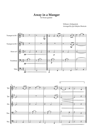 Away in a Manger for Brass Quintet