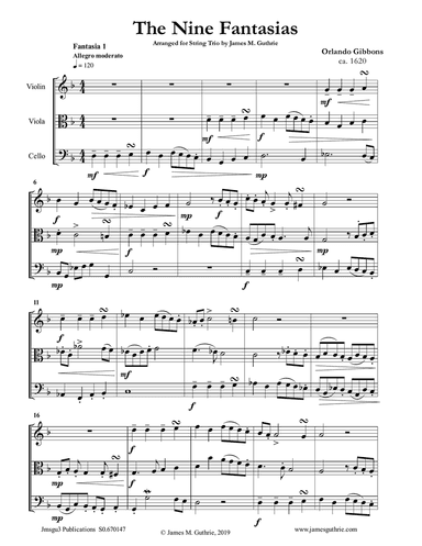 Gibbons: The Nine Fantasias for String Trio
