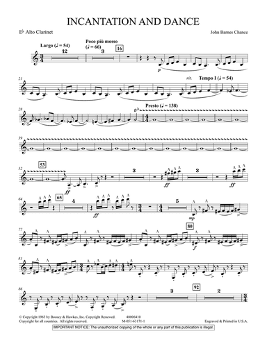 Incantation and Dance - Eb Alto Clarinet