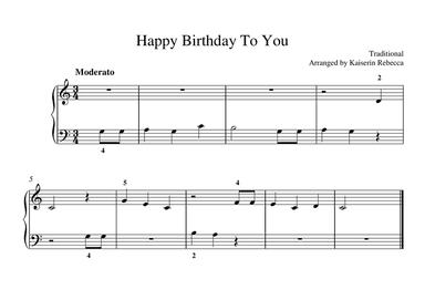 Happy Birthday To You (for easy piano solo)