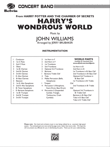 Harry's Wondrous World (from Harry Potter and the Chamber of Secrets): Score