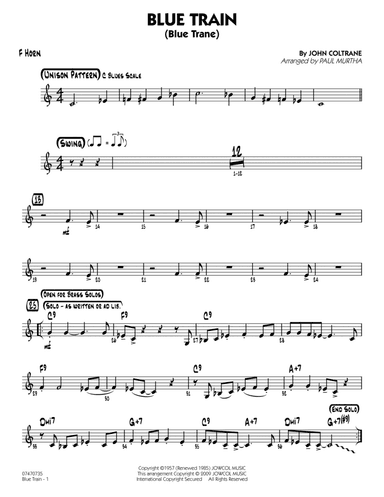 Blue Train (Blue Trane) (arr. Paul Murtha) - F Horn
