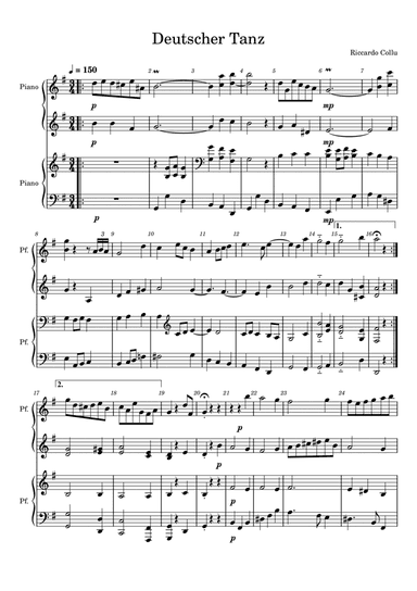 German dance for piano 4 hands