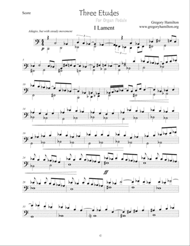 Three Etudes for Organ Pedals - 1. Lament