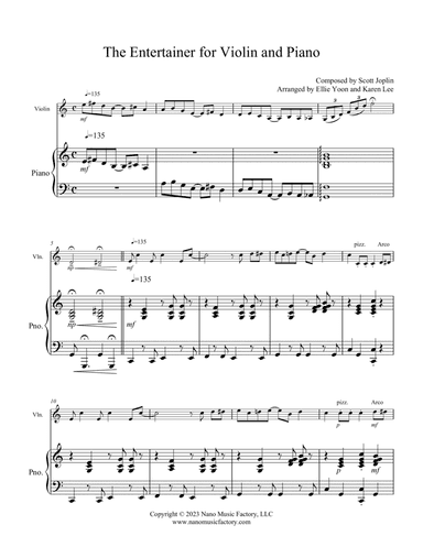The Entertainer for Violin and Piano