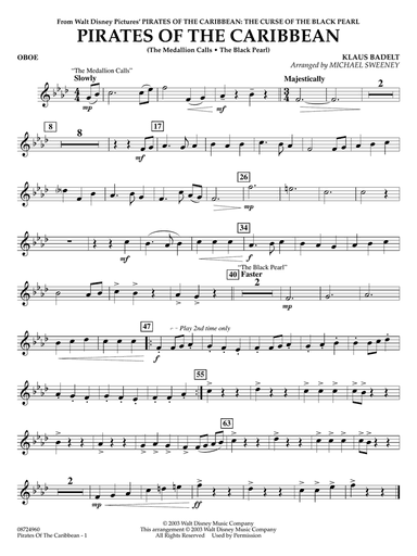 Pirates of the Caribbean (arr. Michael Sweeney) - Oboe