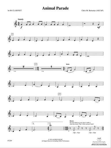 Animal Parade: 1st B-flat Clarinet