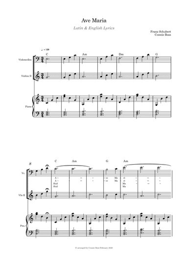 Ave Maria - Violin and Cello duet with piano