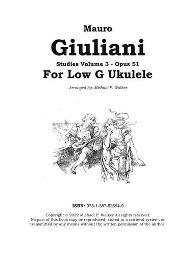 Mauro Giuliani: Studies Volume 3 - Opus 51 For Low G Ukulele