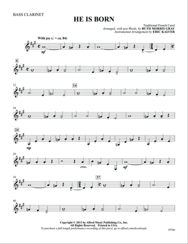 He Is Born: B-flat Bass Clarinet