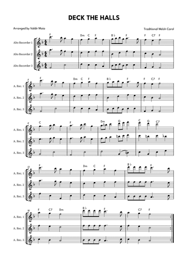 Deck The Halls - Alto Recorder Trio