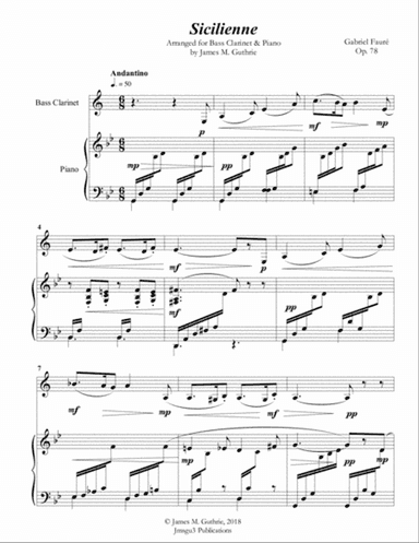 Fauré: Sicilienne for Bass Clarinet & Piano