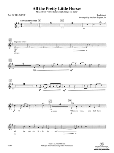 All the Pretty Little Horses: 2nd B-flat Trumpet