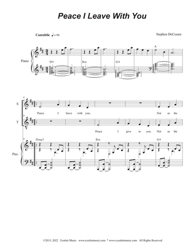 Peace I Leave With You (2-part choir - (Soprano and Tenor)