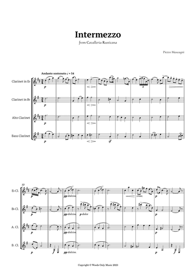 Intermezzo from Cavalleria Rusticana by Mascagni for Clarinet Ensemble