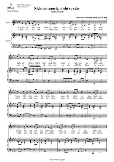 Nicht so traurig, nicht so sehr, BWV 489 (F minor)
