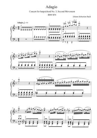 Adagio - Concert for harpsichord No. 3, Second Movement