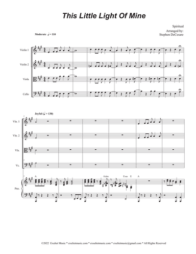 This Little Light Of Mine (String Quartet and Piano)