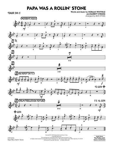 Papa Was a Rollin' Stone (arr. Rick Stitzel) - Tenor Sax 2