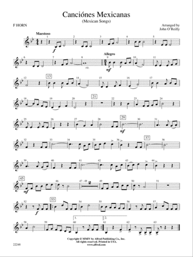 Canci贸nes Mexicanas: 1st F Horn