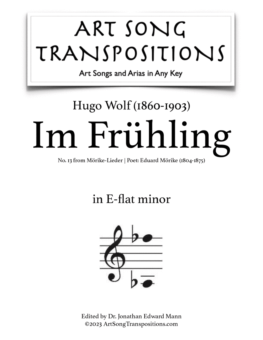 WOLF: Im Frühling (transposed to E-flat minor)