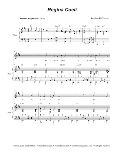 Regina Coeli (Vocal solo - Medium Key)