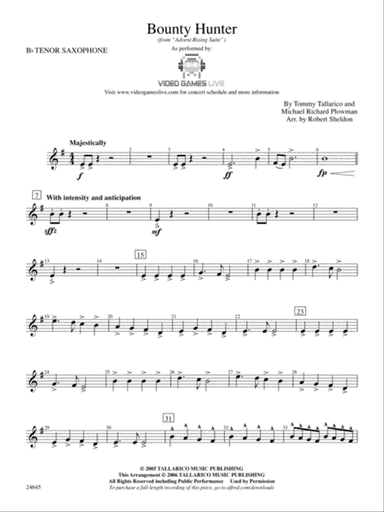 Bounty Hunter (from Advent Rising): B-flat Tenor Saxophone