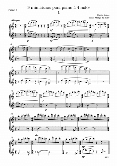 Three miniatures for piano four hands