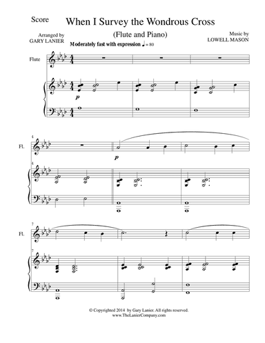 WHEN I SURVEY THE WONDROUS CROSS (Flute/Piano and Flute Part)